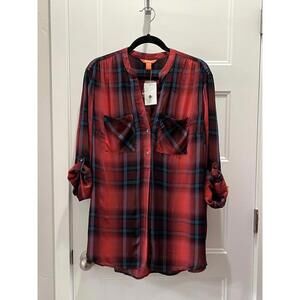 Joe Fresh Nordstrom 1X Plaid Plus Size Shirt New With Tags NWT